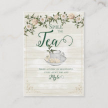 Carte de conseils plats pour la fête de mariage "S