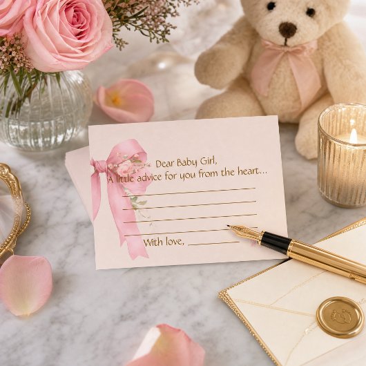 Conseil Carte de conseils pour bébé fille au ruban rose