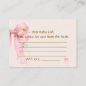 Conseil Carte de conseils pour bébé fille au ruban rose (Devant)