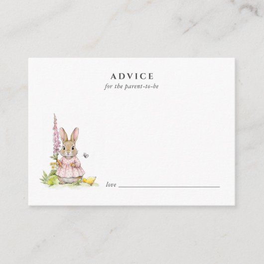 Conseil Carte de conseils pour bébé lapin rose mignon (Devant)