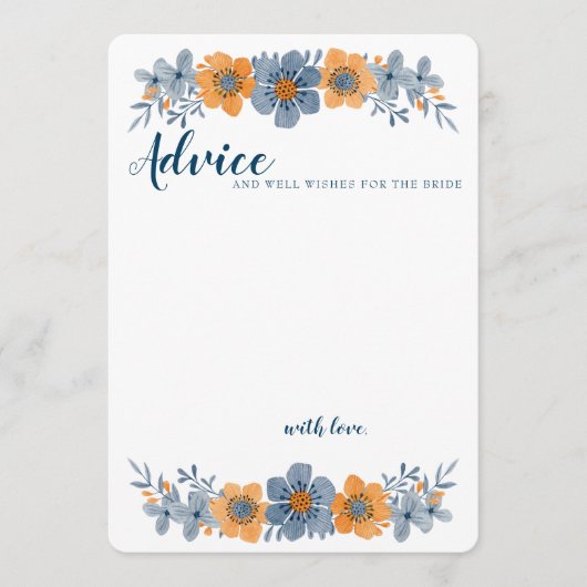 Conseil Carte de conseils pour un mariage Fleur Bleue et O (Devant)