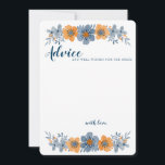 Conseil Carte de conseils pour un mariage Fleur Bleue et O<br><div class="desc">Ces cartes de conseils de mariage imprimées sur mesure sont parfaites pour les réceptions de mariage. Elles ont des coins arrondis et présentent une illustration florale de style aquarelle dans des nuances plus douces et feutrées de bleu et d'orange, ce qui les rend parfaites pour les mariages et les événements...</div>