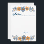 Conseil Carte de conseils pour un mariage Fleur Bleue et O<br><div class="desc">Ces cartes de conseils de mariage imprimées sur mesure sont parfaites pour les réceptions de mariage. Elles ont des coins arrondis et présentent une illustration florale de style aquarelle dans des nuances plus douces et feutrées de bleu et d'orange, ce qui les rend parfaites pour les mariages et les événements...</div>