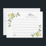 Conseil carte de conseils sur l'aquarelle et la verdure<br><div class="desc">Une belle aquarelle design citrons. N'hésitez pas à modifier les couleurs et les détails du texte.</div>