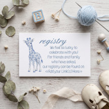 Carte de liste de naissance Baby Blue Toile Safari