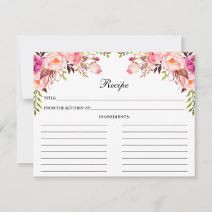 Conseil Carte de recette Aquarelle Rose Floral Douche