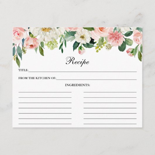 Conseil Carte de recette de douche florale blanche rose (Devant)