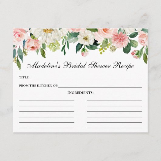 Conseil Carte de recette Fête des mariées florale rose (Devant)