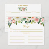 Conseil Carte de recette or rose blanc Floral Douche (Devant / Derrière)