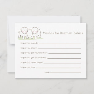 Conseil Carte de souhaits baby shower - Twin Little Lambs