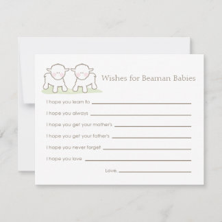 Conseil Carte de souhaits baby shower - Twin Little Lambs