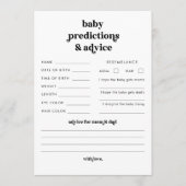 Conseil Carte Retro Script Baby shower Prédictions et cons (Devant)