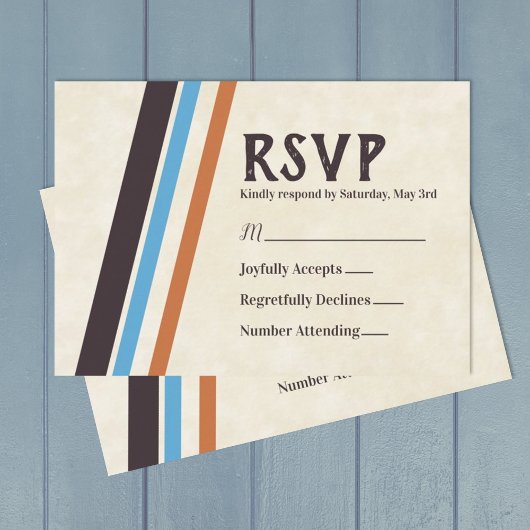 Conseil Carte RSVP Brown, Bleu Diagonal Stripes Bar Mitzva