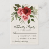 Conseil Carte RSVP de mariage botanique Red Roses Watercol (Devant)