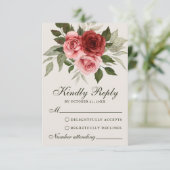 Conseil Carte RSVP de mariage botanique Red Roses Watercol (Debout devant)