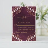 Conseil Carte RSVP de mariage Bourgogne et d'or (Debout devant)
