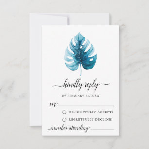Conseil Carte RSVP mini couleur d'aquarelle Monstera feuil