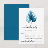 Conseil Carte RSVP mini couleur d'aquarelle Monstera feuil (Devant / Derrière)