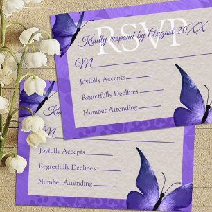 Conseil Carte RSVP Quinceañera à Papillon mauve