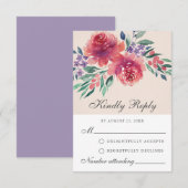 Conseil Carte RSVP violette couleur d'aquarelle romantique (Devant / Derrière)