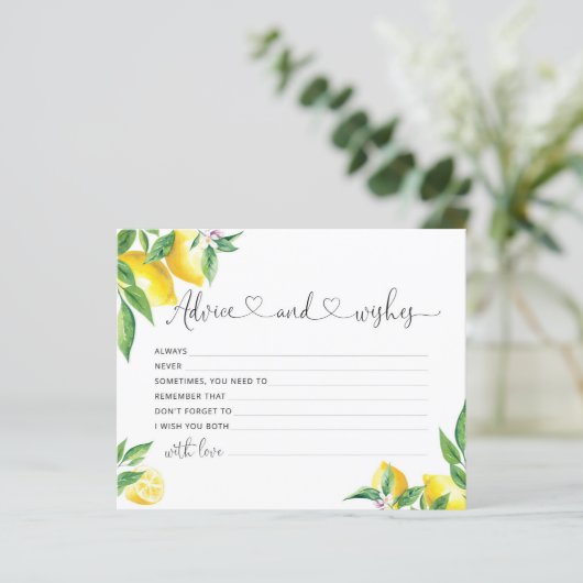 Conseil citron et souhaite carte de douche nuptial (Debout devant)