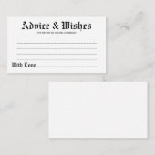 Conseil Conseils et souhaits Carte Mariage gothique (Devant / Derrière)