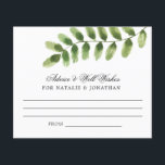 conseil de mariage de la feuille d'eau verte<br><div class="desc">des cartes de conseil mariages à la mode et chic Watercolor vert feuille pour votre réception de mariage.</div>