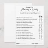 Conseil Devinez Qui maman ou papa Carte Baby shower de jeu (Devant / Derrière)