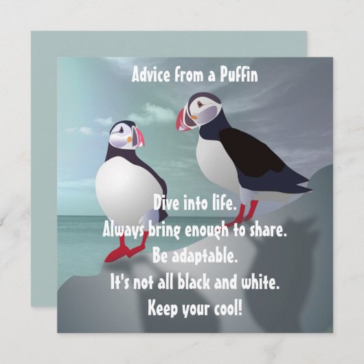 Conseil d'une carte à plat Puffin Design (Devant / Derrière)