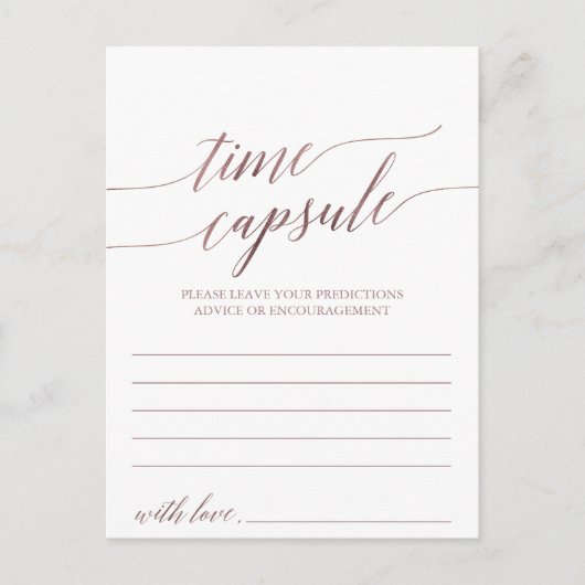 Conseil Elégante Rose Gold Calligraphie Time Capsule Carte (Devant)