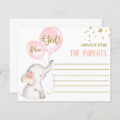 Conseil Eléphant de fille rose pour la carte Paren (Devant / Derrière)