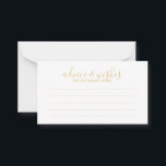 Conseil et souhaits de Mariage de script moderne<br><div class="desc">Script moderne Mariage blanc et or Conseils et des voeux carte avec titre en or style de police de calligraphie moderne avec détails dans le style de police sans serif moderne. Remarque : Les détails du papier sont simulés dans l'illustration. Il n'y aura pas de métal sur ce produit.</div>