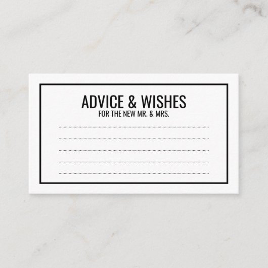 Conseil et souhaits de Mariage noir et blanc (Devant)