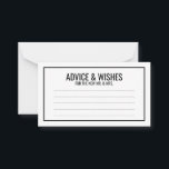 Conseil et souhaits de Mariage noir et blanc<br><div class="desc">Carte de conseil et de souhaits de Mariage noir et blanc avec vos informations en noir gras sans serif police avec bordure rectangle noir. Cliquez sur le bouton customiser pour personnaliser le design.</div>