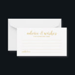 Conseil et souhaits Mariage or élégant<br><div class="desc">Classy Elegant Gold Mariage Advice and Wives Card avec titre en or de police de script moderne avec détails en or de police sans serif moderne sur arrière - plan blanc. Remarque : Les détails du papier sont simulés dans l'illustration. Il n'y aura pas de métal sur ce produit.</div>