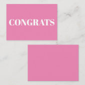 Conseil Félicitations, Félicitations, carte blanche rose (Devant / Derrière)