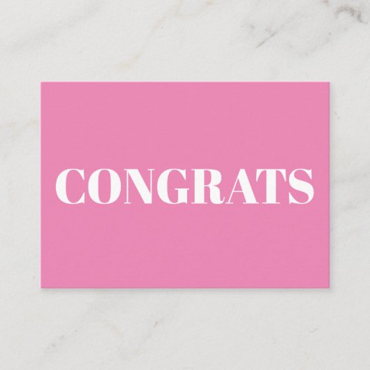 Conseil Félicitations, Félicitations, carte blanche rose (Devant)