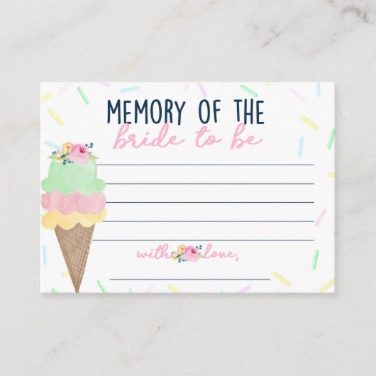 Conseil Fête des mariées de crème glacée Mémoire des carte (Devant)
