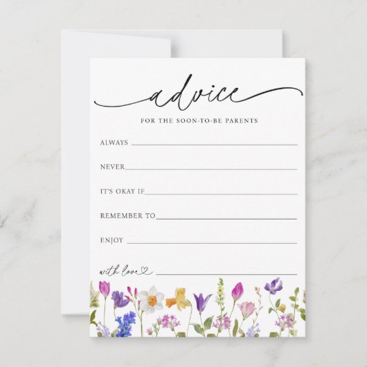 Conseil fleur sauvage pour la carte de Baby shower (Devant)