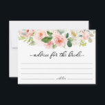 Conseil floral rose vif pour la carte d'épouse<br><div class="desc">Conseil pour la carte de fiancée avec bordure d'aquarelle rose et blanc. Vous pouvez modifier le texte,  la couleur et la taille de la police. Objets correspondants disponibles dans la boutique.</div>