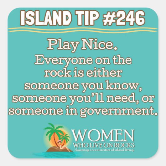 Conseil île #246 Stickers (aqua, carré) (Devant)