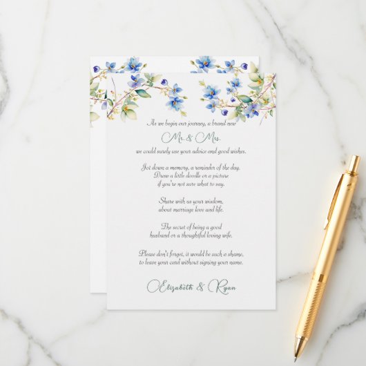 Conseil mariage Bonne volonté Aquarelle Bleu (Devant/Arrière en situation)