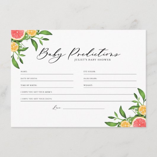 Conseil Oranges et pamplemousses Baby Predictions Carte de (Devant)