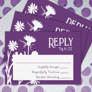 Conseil Plum violet Fleur sauvage Botanique carte RSVP