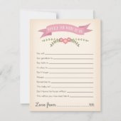 Conseil pour la carte de jeu de Baby shower à veni (Devant)