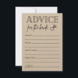 Conseil Pour L'Épouse À Être<br><div class="desc">Cette carte de conseil est un moyen amusant d'amener les invités à donner leur conseil à la future mariée !</div>