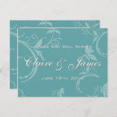 Conseil Turquoise vintage de Mariage Floral (Devant / Derrière)