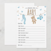 Conseil Voeux pour bébé Teddy Bear Blue Boy Carte de jeu (Devant / Derrière)
