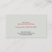 Conseiller Carte de visite (Dos)