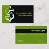 Conseiller financier carte de visite noir vert (Devant / Derrière)